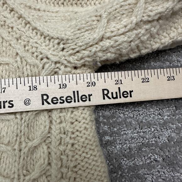 Loch Garman Sweater Womens S Cream Aran Cable Knit Cardigan Fisherknit Ireland - Picture 7 of 8